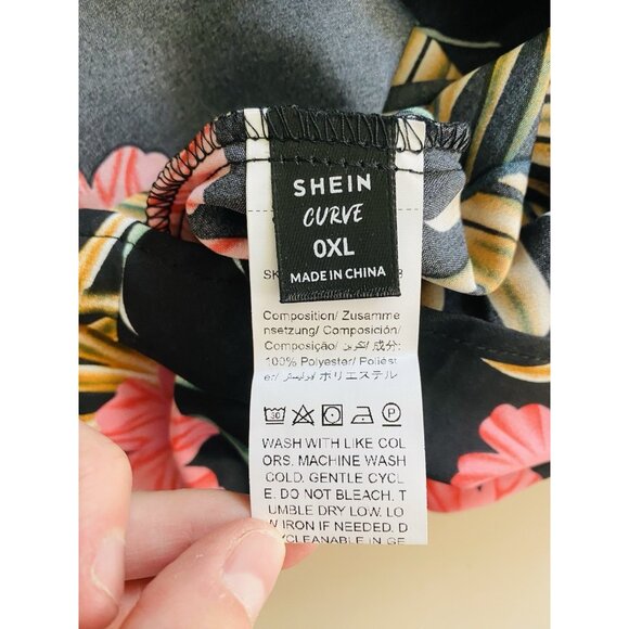 Shein Curve Women's Size 0XL Sleeveless Midi Dress Tropical Print Aloha Sundress - Picture 4 of 8